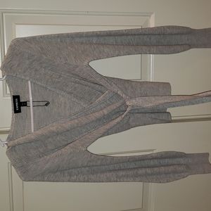 Express wrap sweater with bubble sleeve